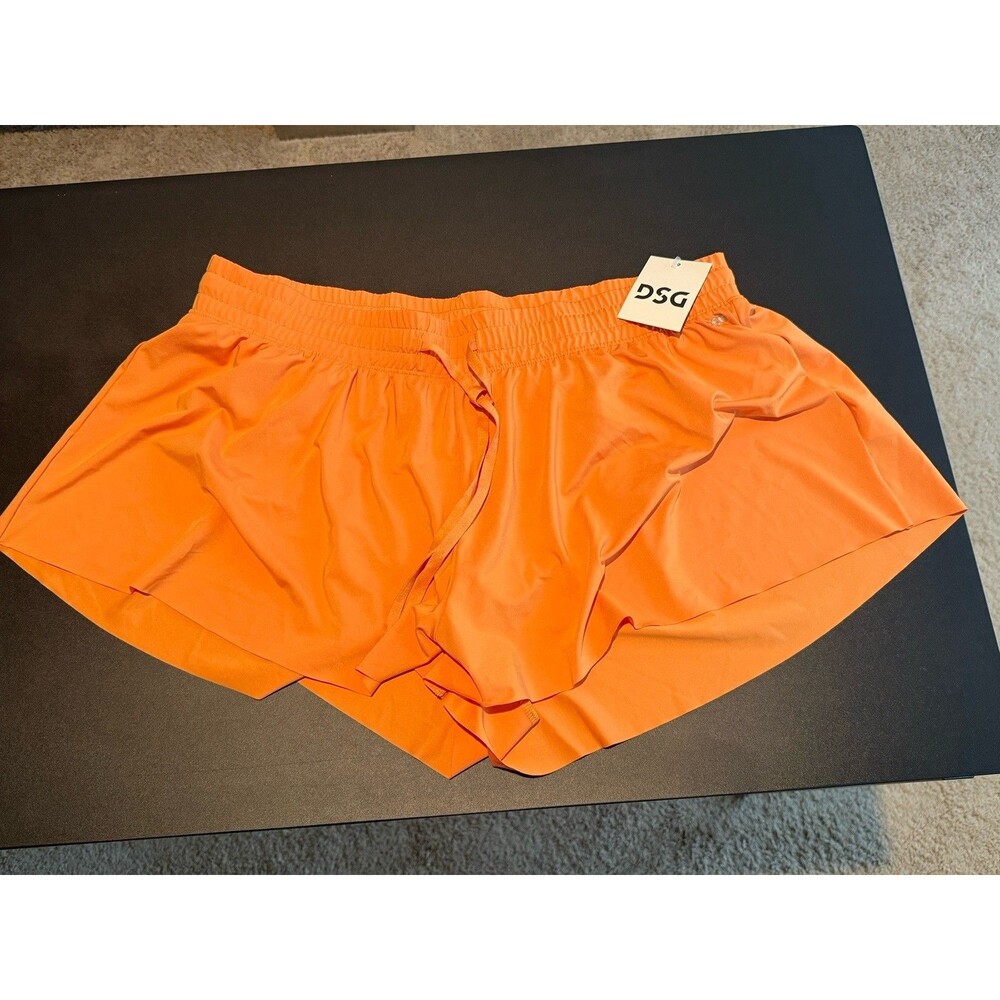 DSG Womens XS Running Training Shorts Orange Athletic Performance Drawstring NWT